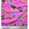 thumbnail image 1 of Soimoi Satin Silk Fabric Colorful Shells Ocean Print Fabric by the Yard 42 Inch Wide, 1 of 3