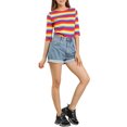 thumbnail image 2 of INSPIRE CHIC T-Shirt pour Femme à Manches au Coude, Col Rond, Coupe Ajustée, Basique, Décontracté, Imprimé, S Multicolore, 2 of 8
