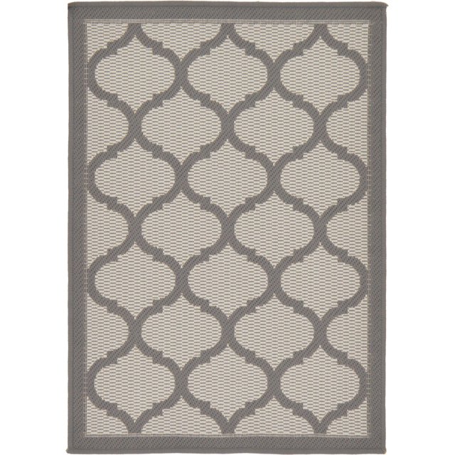 Unique Loom Tapis d'Intérieur et d'Extérieur en Treillis 2' 2" x 3', Gris/gris Foncé