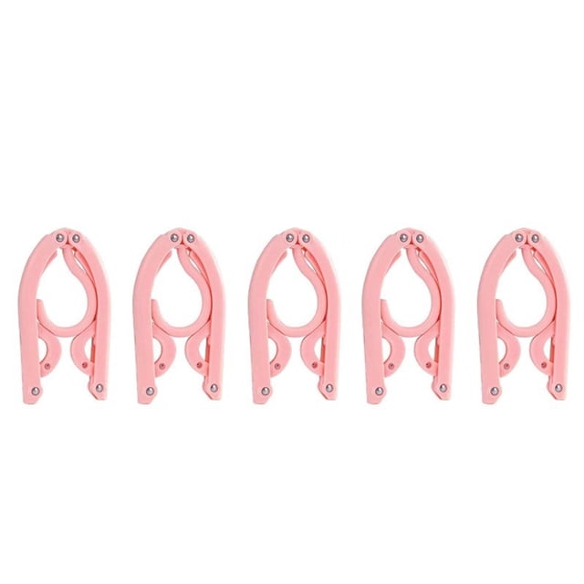 Qaailabf Travel Folding Clothes Hangers 5pc, Portable Retractable Drying Rack, Space Saving, Non-Slip, for Travel, Camping, Home, Foldable Design Extends to 15.7 Inches