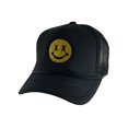 thumbnail image 1 of Gravity Threads Smile Face Embroidery Adjustable Trucker Hat - Cross Eye - Black, 1 of 2