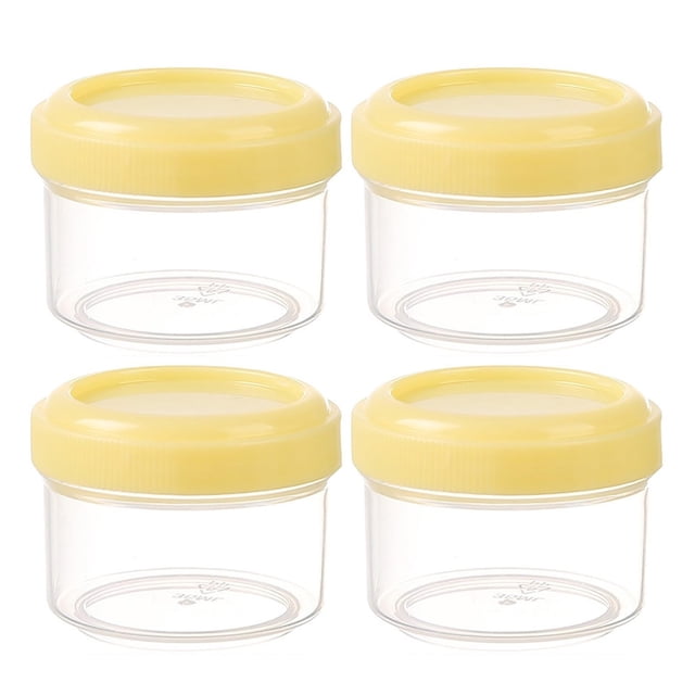 Hearth & Gear 4 Pcs Mini Pots Transparents avec Couvercles Étanches Contenant Rond Transparent 35ml Contenants de Rangement Rechargeables pour la Maison et la Cuisine Pot en Verre pour Buanderie Grand Rangement Alimentaire