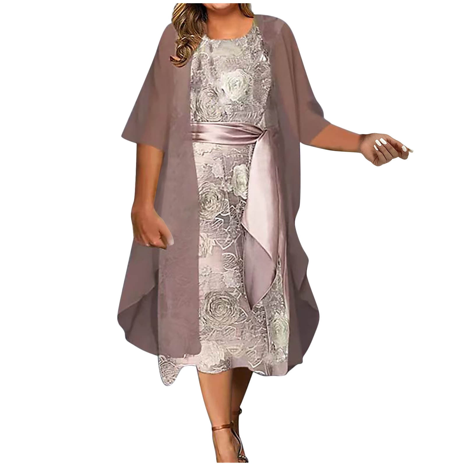 Robes d'Été Grande Taille pour Femmes 2024 Manches 3/4 Blouse + Robe Ensemble Deux Pièces Robe Longue Robe Maxi de Plage Économisez jusqu'à 65 % de Rabais!