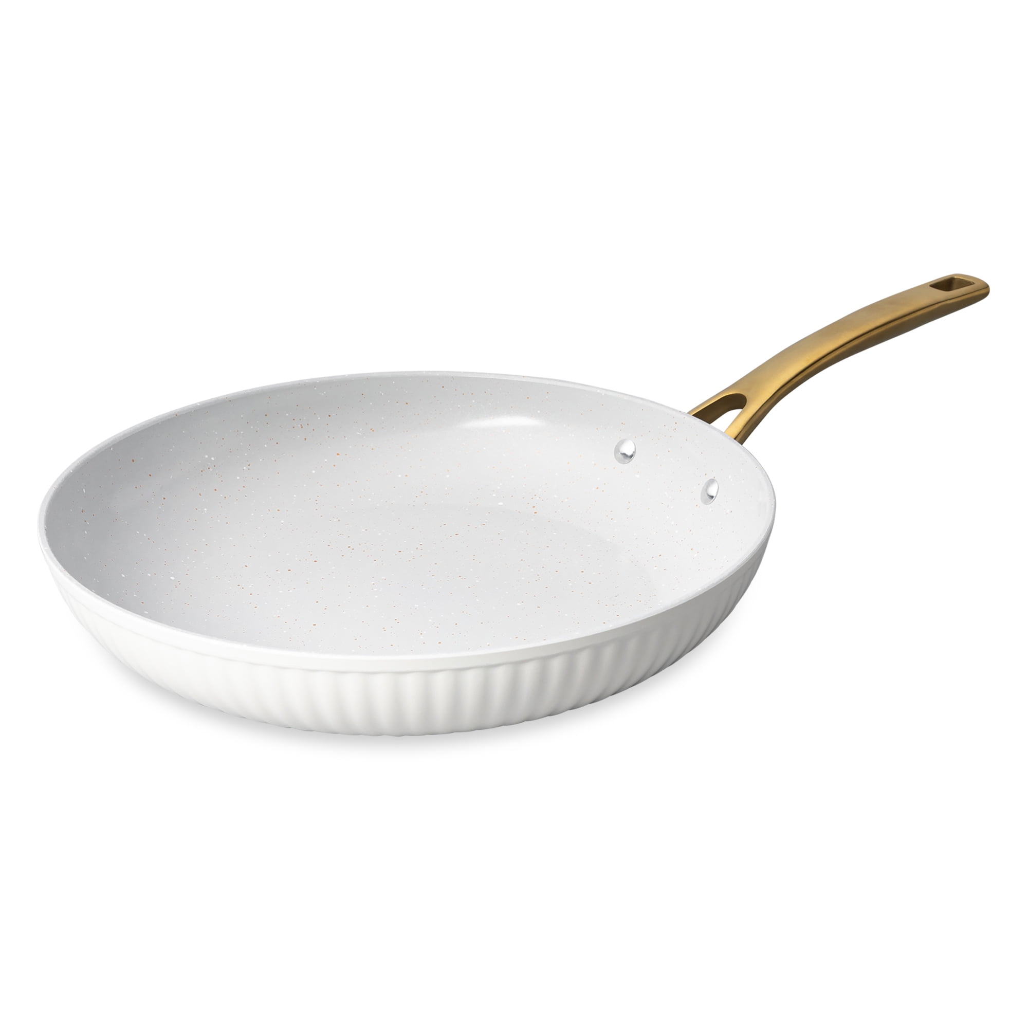 Thyme & Table 12" Non-Stick Signature Ribbed Fry Pan- White & Gold