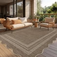 thumbnail image 1 of 9x12 Indoor Outdoor Rug, Modern Scalloped Washable Living Room Rug, Brown, 1 of 8