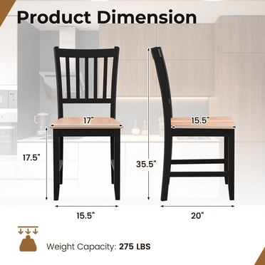 Costway Ensemble de 4 Chaises de Salle à Manger Chaise Latérale de Cuisine à Dossier à Barreaux avec Pieds en Bois Massif