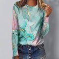 thumbnail image 2 of IROINID en Solde T-Shirt à Manches Longues en Polyester pour Femmes Confortable Dames Col Rond Hauts Amples T-Shirts Imprimés Blouse, Vert, 2 of 5