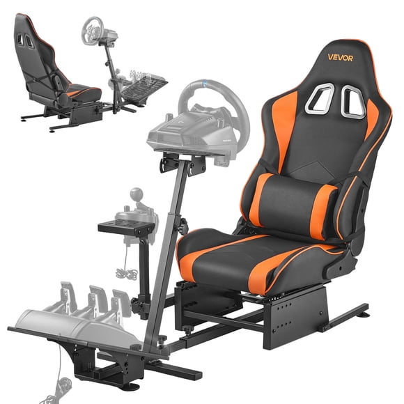 VEVOR Support de Volant de Course, Support de Volant de Cockpit de Simulateur Robuste, Compatible avec Logitech G25, G27, G29, G920, G923, Thrustmaster T300RS, TX F458, T500RS, T3PA-PRO (F1/GT) et Pédales CSR