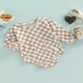 thumbnail image 3 of Babys Casual Long Sleeve Romper Fashion Checkerboard Print  Neck Triangle Jumpsuits with Pockets, 3 of 7