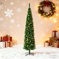 thumbnail image 2 of GloryStar Artificial Christmas Tree, 6/7.5/9/12ft Pre-Lit Pencil Tree with Remote, Easy Assembly, Hinged Branches & Sturdy Metal Stand, 2 of 9