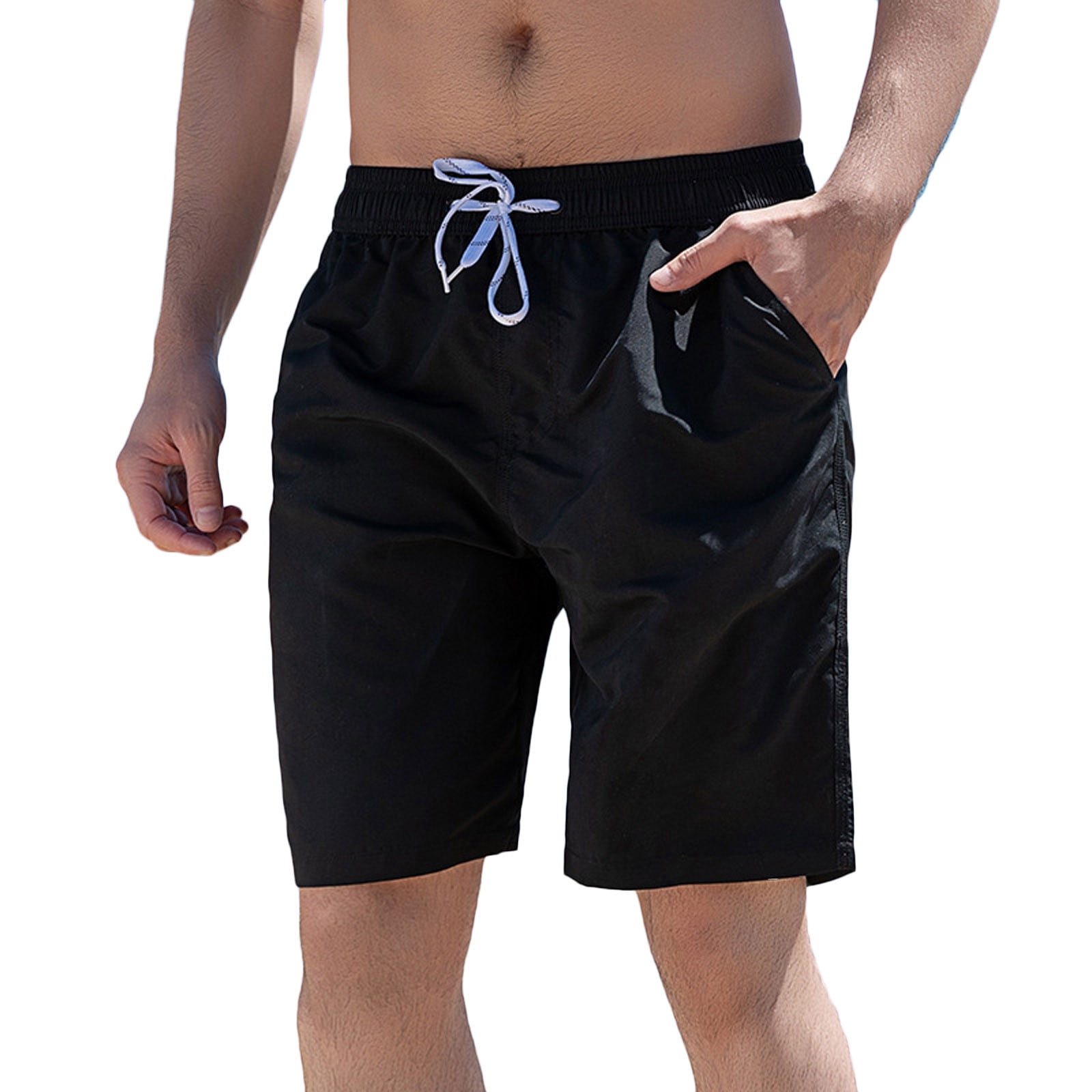 RKSTN Mens Shorts Athletic 2024 Pockets Beach Running Gym Workout Pants Quick Dry Solid Color Drawsting Sports Training Shorts