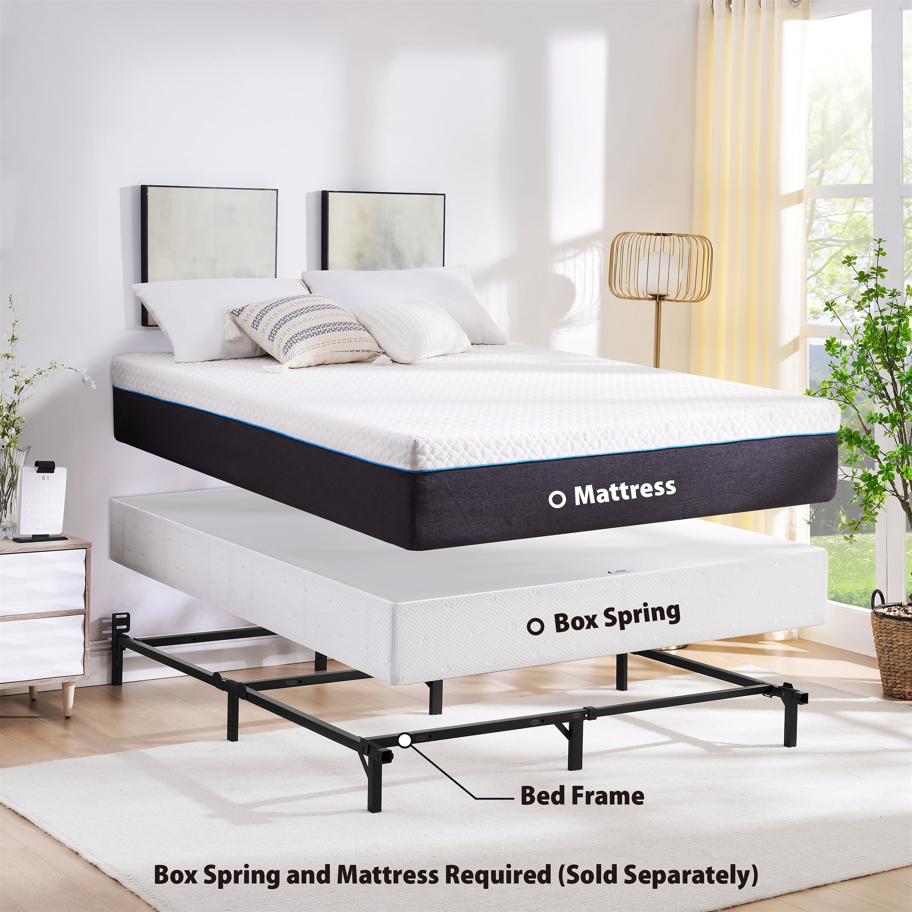 Mainstays cadre de lit en métal réglable de 7", noir, tailles Twin/Full/Queen, sommier requis (vendu séparément)