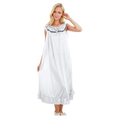 Diufon Women's Nightgowns Summer Silk Stain Sleeveless Midi Pajamas Dress Plus Size Loose Home Sleepwear