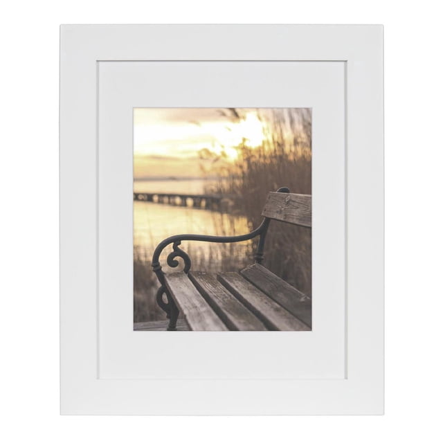 DesignOvation Museum 11" x 14" Matted to 8" x 10" White Picture Frame