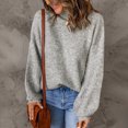 thumbnail image 4 of Blouse à Col Roulé à Manches Longues pour Femmes Automne et Hiver, Chandail Décontracté à Col Roulé pour Femmes, Hauts Unis à Manches Longues en Tricot, 4 of 8