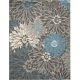 thumbnail image 1 of homeroots home decor 385417 8’ x 10’ Charcoal and Blue Big Flower Area Rug, 1 of 1