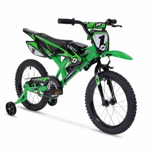 Hyper Bicycles 16" Motobike avec roues d'entraînement pour les enfants de 5 à 7 ans, Neon Green