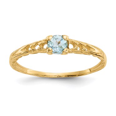 14k Madi K 3mm Aquamarine Birthstone Baby Ring Size 3