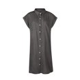 thumbnail image 3 of CEHVOM Robe pour Femme Mode Manches Courtes Ajustée Couleur Unie Robe MIDI en Denim, 3 of 5