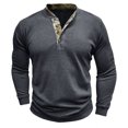 thumbnail image 1 of RKSTN Mens Sweatshirt knit Beefy Muscle Basic Solid Pure Color Shirts Long Sleeve V Neck Blouse Tops with Buttons, 1 of 7