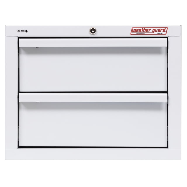 Weather Guard Armoire de Système de Rangement pour Fourgonnette 902-3-01 à Montage sur Tablette; 2 Tiroirs; Acier Enduit de Poudre TUF Armure Blanc