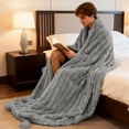 thumbnail image 4 of Thickened Bunny Throw Blanket for Home and Travel - Soft Polyester Cozy Rabbit Knit Comforter for Living Room Bed, 4 of 4