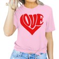 thumbnail image 1 of Meichang T-Shirt de la Saint-Valentin pour Femmes Mignons Cœurs Graphiques Hauts Mignons T-Shirts de Vacances Manches Courtes Col Rond Mode 2025, 1 of 4