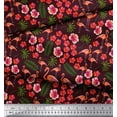 thumbnail image 2 of Soimoi Polyester Crepe Fabric Leaves,Floral & Flamingo Bird Print Fabric by The Yard 42 Inch Wide, 2 of 3