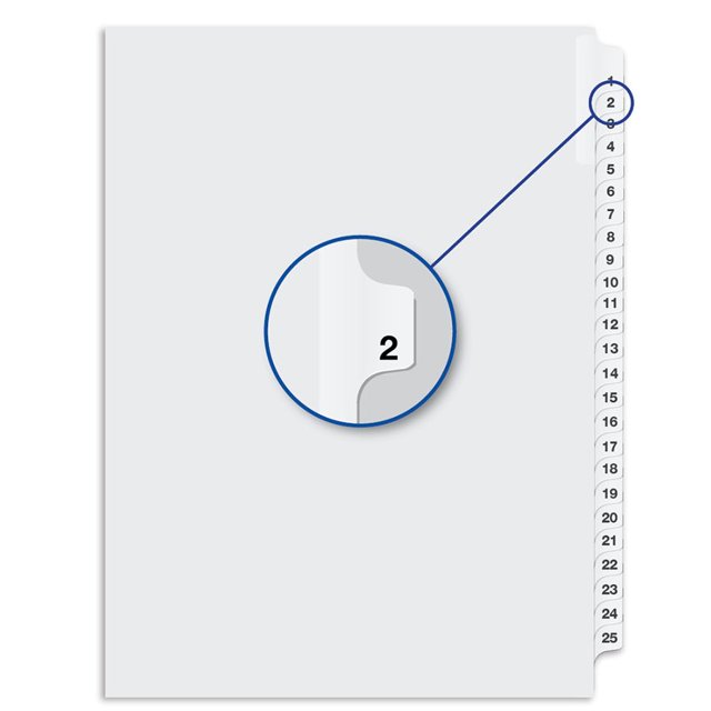 Quest QW1185-1/25-2 Quest Numerical Litigation Index Divider 1 to 12 #2- 1 Each
