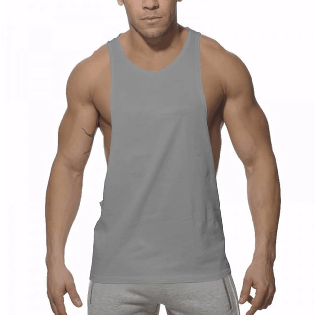 Plebaso Cotton Tank Tops for Men Workout Sleeveless Muscle Shirts Lightweight Summer Athletic Running Tee