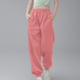 thumbnail image 4 of Girls Linen Pants Pants for Gymnastics Girls Medium And Large Children Casual Girls Solid Color Drawstring Sweatpants, 4 of 6