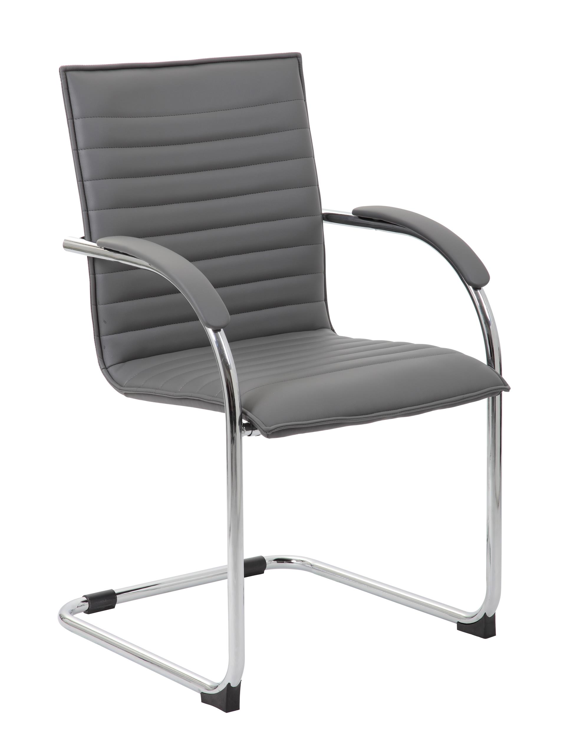 Boss Office Faux Leather Office Chair in Gray (Set of 2)