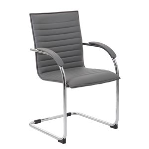 Boss Office Faux Leather Office Chair in Gray (Set of 2)