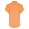 thumbnail image 4 of WEIYLL Women's T Shirts Summer Loose Fit V Neck Curved Hem Flowy Solid Orange Tops Sizes S, 4 of 5