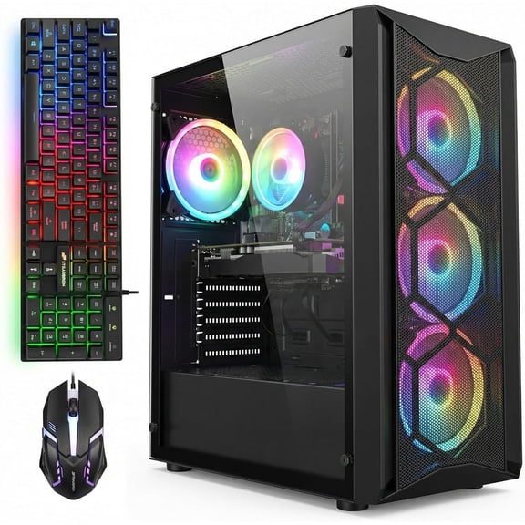 STGAubron Gaming PC Computer, Intel Core i7 8th Gen up to 4.1G, GeForce RTX 3050 6G, 16GB DDR4, 1TB SSD, WiFi 6, BT 5.2, RGB Fan x 4, Windows 11 Home