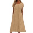 thumbnail image 1 of Ovzne Robes Grande Taille pour Femmes aux Formes Robe pour Femme Robe d'Été Aguichant pour Femmes Mode Couleur Unie Poche à Volants Manches Courtes Robe à Col Rond Robe Maxi Grande Taille Manches Courtes Liquidation, 1 of 6