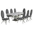thumbnail image 1 of Ensemble de Salle à Manger de 9 Pièces en Acier Inoxydable Argenté avec Table en Marbre et Chaises Grises, 1 of 4