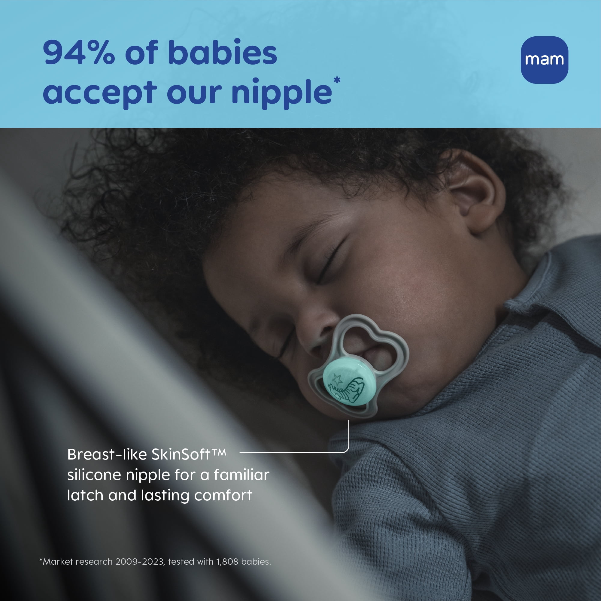 MAM Air Night Pacifiers (2 pack), MAM Sensitive Skin Pacifier 16+ Months, Glow in the Dark Pacifier, Best Pacifier for Breastfed Babies, Assorted, Baby Pacifiers