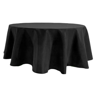 Black Round Tablecloth 80 Inch Table Linen Cover for Dining Table Home Use Restaurant Pub Washable Wrinkle Resistant Fabric
