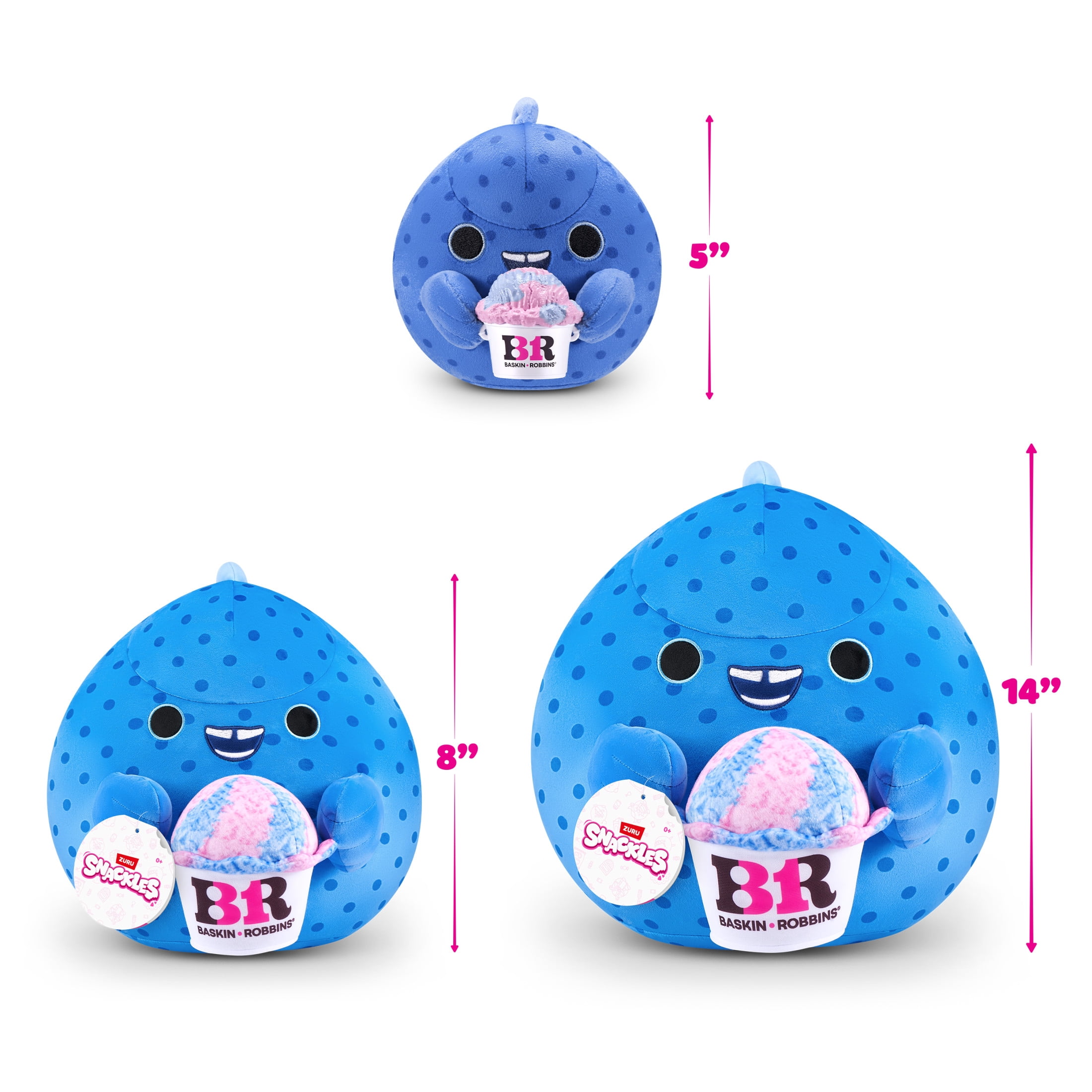 Snackles Peluche série 3 8 pouces sous licence de ZURU (BlueParrotfish w/Baskin Robbins) de ZURU, Peluche avec licence accessoires Snack Brand