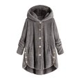 thumbnail image 1 of Womens Cardigan Plus Size Button Plush Tops Hooded Loose Cardigan Wool Coat Winter Jacket Navy Xl, 1 of 3