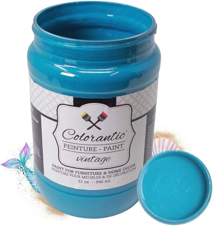 COLORANTIC | Mermaid Chalk Paint for Furniture | A deep and vivid turquoise blue | 32 oz