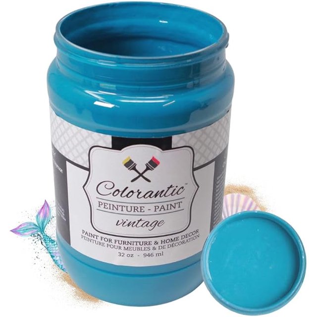 COLORANTIC | Mermaid Chalk Paint for Furniture | A deep and vivid turquoise blue | 32 oz