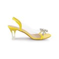 thumbnail image 3 of BLISSFUL STEP Sandales à Talon Bloc à Bride Arrière Transparente à Fleurs Rhines pour Femmes Jaune 9, 3 of 7