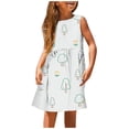 thumbnail image 1 of PMVFHDE Robe Décontractée pour Filles Mode Mignonne Printemps et Été Imprimée Col Rond Sans Manches Robe Décontractée (5), Argent, 3-4, 1 of 5