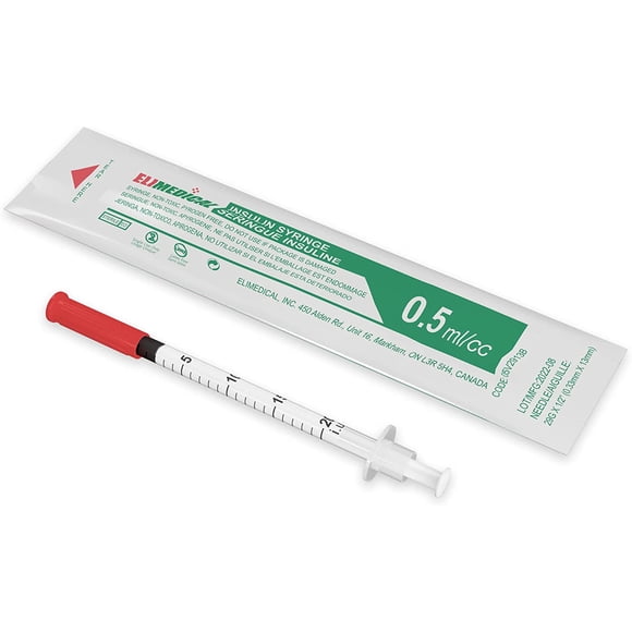 Elimedical Seringue Vétérinaire U-40 0,5 ml 29 g x 1/2 Pouces Demi-Marquage d'Unité 100 Pcs/boîte 05V2913B
