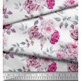 thumbnail image 3 of Soimoi Toile de Crêpe de Polyester Rose Feuilles & Fleurs Roses Imprimés par Yard 52 Pouces de Large, 3 of 3