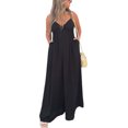 thumbnail image 2 of Innerwin Combinaison Longue Col en V Profond Femmes Combinaisons Vacances Sans Manches Décontracté Pantalon Large Noir m, 2 of 5