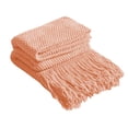 thumbnail image 2 of Meitianfacai Fringe Trim Throw Blanket with Simple Design, Lightweight Air Conditioning Blanket for Sofa, Bed and Nap Use in Soft Breathable Fabric (Pink), 2 of 6