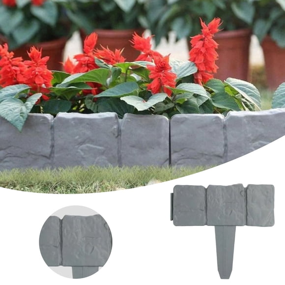 FEISHENTT DIY Garden Edging Border Lawn Fence Plastic Cobblestone Effect Edging Lawn Trimming Garden Patio Decor 0.85